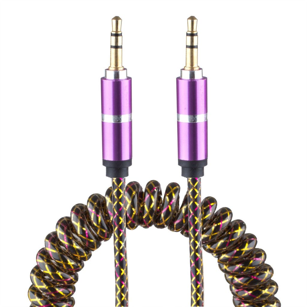 Lilware Rubberized CoiledSpring Auxiliary 3.5mm Audio Male To Male Cable For Multimedia Devices - Purple