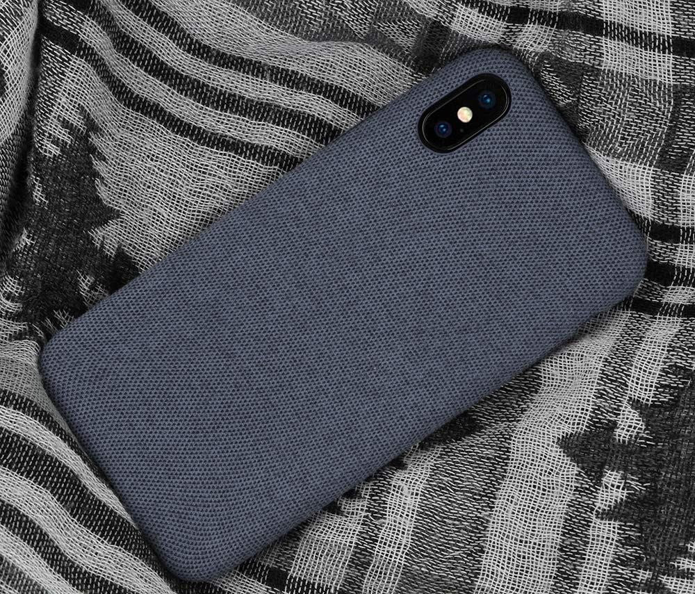 Lilware Soft Fabric Texture Plastic Phone Case for Apple iPhone XS Max - Navy