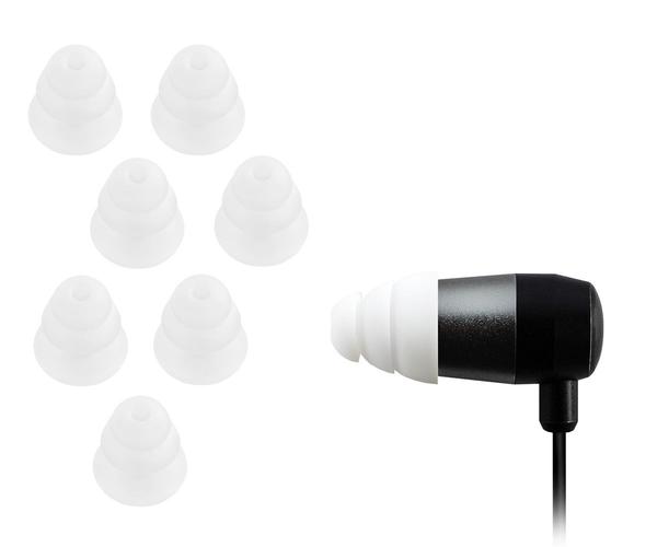 Xcessor Triple Flange Conical Replacement Silicone Earbuds 4 Pairs (Set of 8 Pieces). Compatible With Most In Ear Headphone Brands. Multicolor