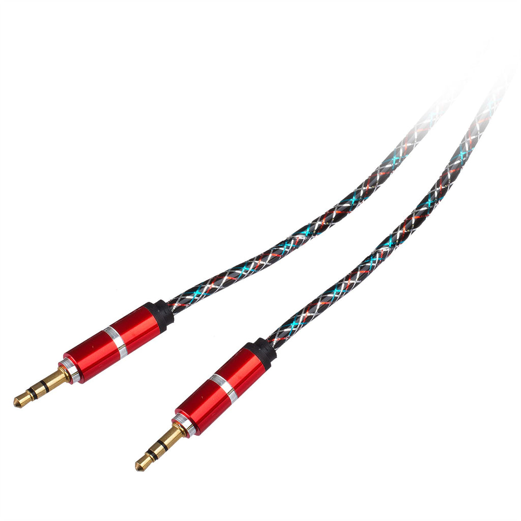 Lilware Rubberized Coiled Spring Auxiliary 3.5mm Audio Male To Male Cable For Multimedia Devices - Red