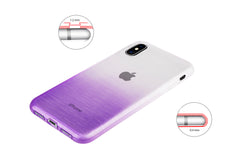 Xcessor Transition Color Flexible TPU Case for Apple iPhone X. With Gradient Silk Thread Texture.Transparent / Purple