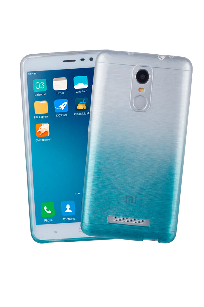 Xcessor Transition Color Flexible TPU-Hülle für Xiaomi Redmi Note 3. Mit Farbverlauf-Seidenfadenstruktur. Transparent / Hellblau