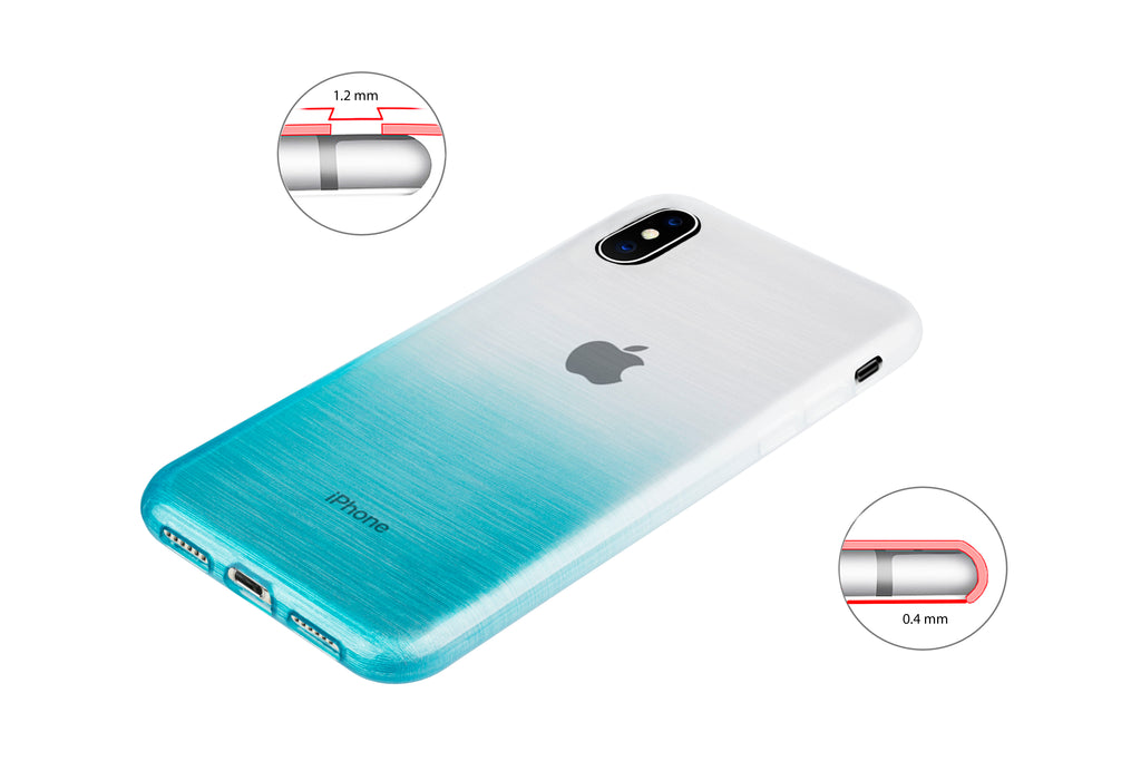 Xcessor Transition Color Flexible TPU Case for Apple iPhone X. With Gradient Silk Thread Texture.Transparent / Light Blue