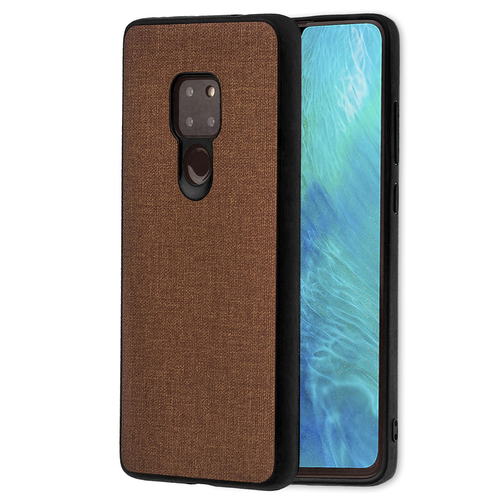 Lilware Canvas Rubberized Texture Plastic Phone Case Compatible with Huawei Mate 20. Brown