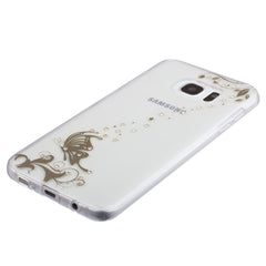 Xcessor Golden Butterfly Glossy Flexible TPU case for Samsung Galaxy S7 Edge SM-G935. Transparent / Golden Color