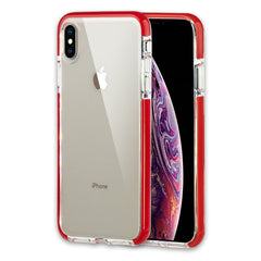Xcessor Clear Hybrid TPU Phone Case for Apple iPhone XS Max. With Shock Absorbing Inner Rubber Layer on the Edges. Clear / Red