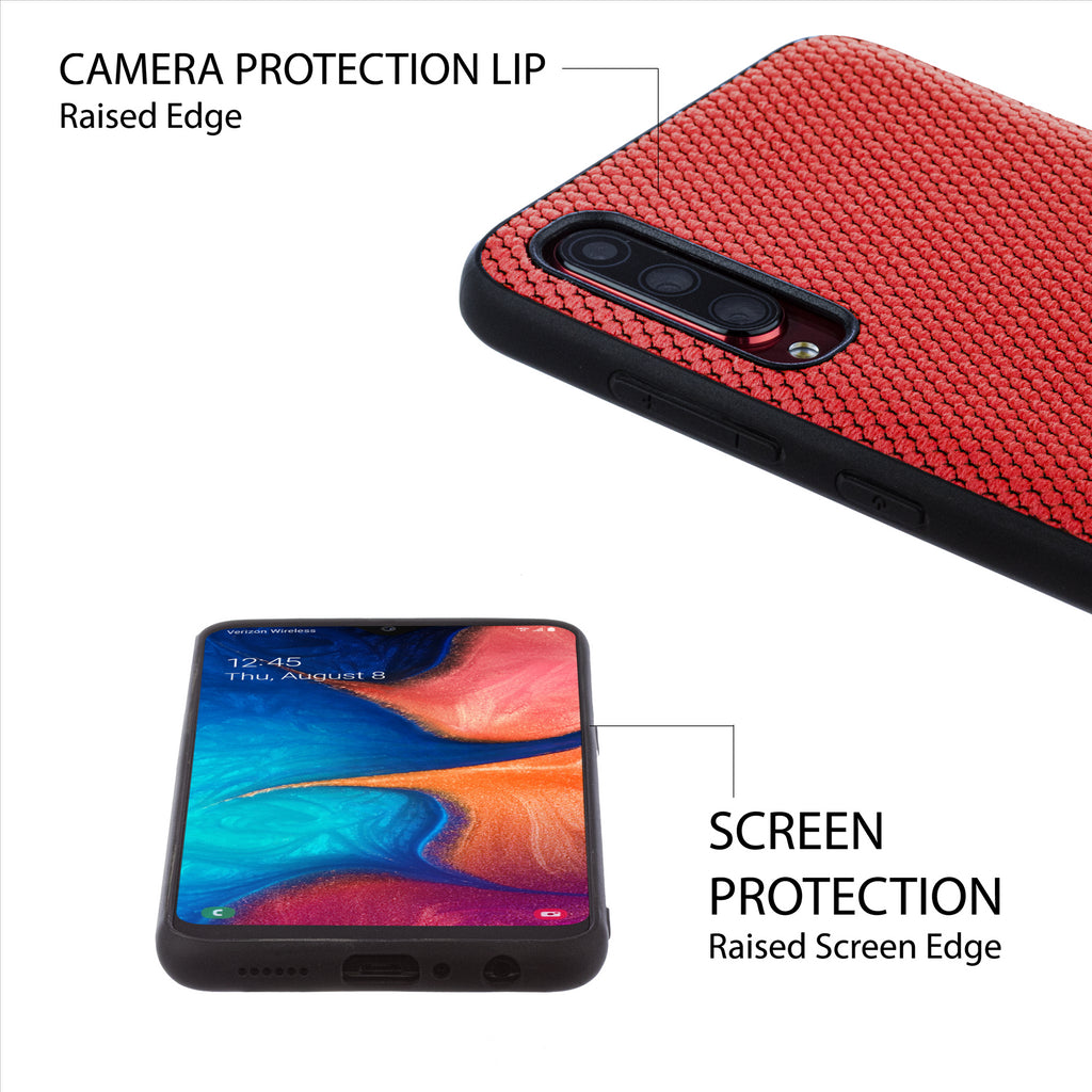 Lilware Canvas X Stofftextur Kunststoff-Telefonhülle für Samsung Galaxy A70/A70S. Rot
