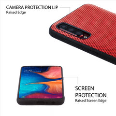 Lilware Canvas X Fabric Texture Plastic Phone Case for Samsung Galaxy A70/A70S. Red