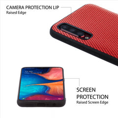 Lilware Canvas X Stofftextur Kunststoff-Telefonhülle für Samsung Galaxy A70/A70S. Rot