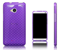 Xcessor Diamond - Flexible TPU Gel Case For HTC One (M7). Purple / Transparent