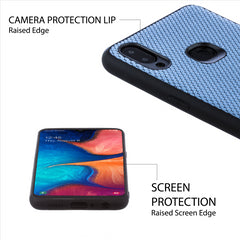 Lilware Canvas X Fabric Texture Plastic Phone Case for Samsung Galaxy A10S. Blue