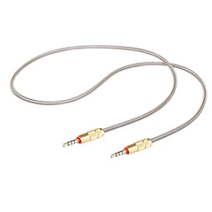 Set of 2 Lilware Metal Braided Audio 3.5mm Cables with Metal Plated Jack - 3.5mm to 3.5 mm Audio AUX Cord - Silver