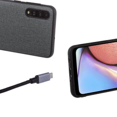 Lilware Canvas-Handyhülle aus gummiertem Kunststoff für Samsung Galaxy A50/A50S. Dunkelgrau