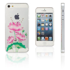 Xcessor Flower With Dragonfly Glänzende flexible TPU-Hülle für Apple iPhone SE / 5 / 5S. Transparent / Mehrfarbig