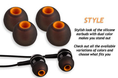 Xcessor (L) 7 Pairs (14 Pieces) of Silicone Replacement In Ear Earphone Large Size Earbuds. Bicolor. Black / Orange