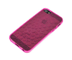 Xcessor Liquid Cell - Flexible TPU-Hülle für Apple iPhone 5 und 5S mit optischem Wellenillusionseffekt. Rosa / Transparent