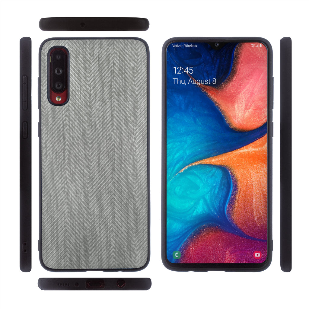 Lilware Canvas Z Handyhülle aus gummiertem Kunststoff mit Textur für Samsung Galaxy A70/A70S. Dunkelgrau