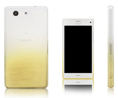 Xcessor Transition Color Flexible TPU-Hülle für Sony Xperia Z3 Compact. Mit Farbverlauf-Seidenfadenstruktur.Transparent/Gold