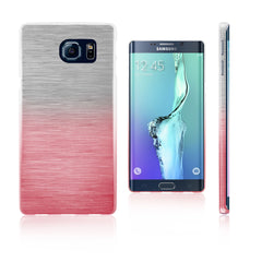 Xcessor Transition Color Flexible TPU Case for Samsung Galaxy S6 edge+ SM-G928A. With Gradient Silk Thread Texture. Transparent / Pink