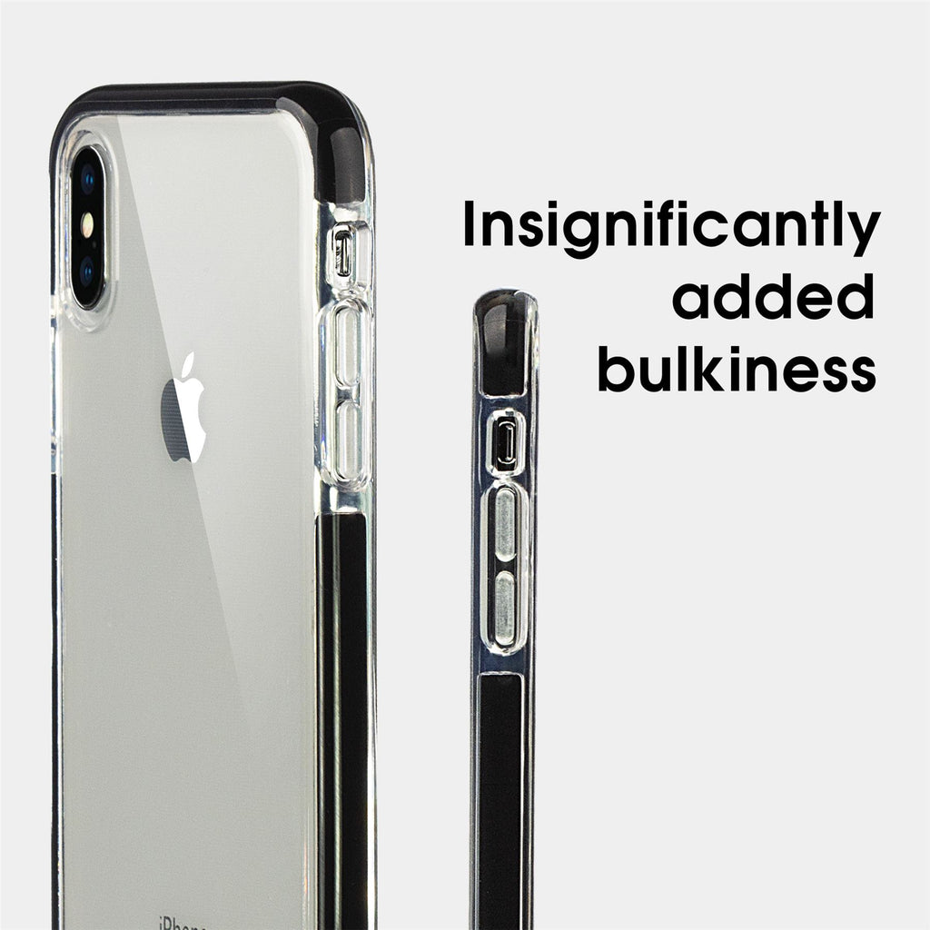 Xcessor Clear Hybrid TPU-Telefonhülle für Apple iPhone XS Max. Mit stoßdämpfender innerer Gummischicht an den Kanten. Klar / Schwarz