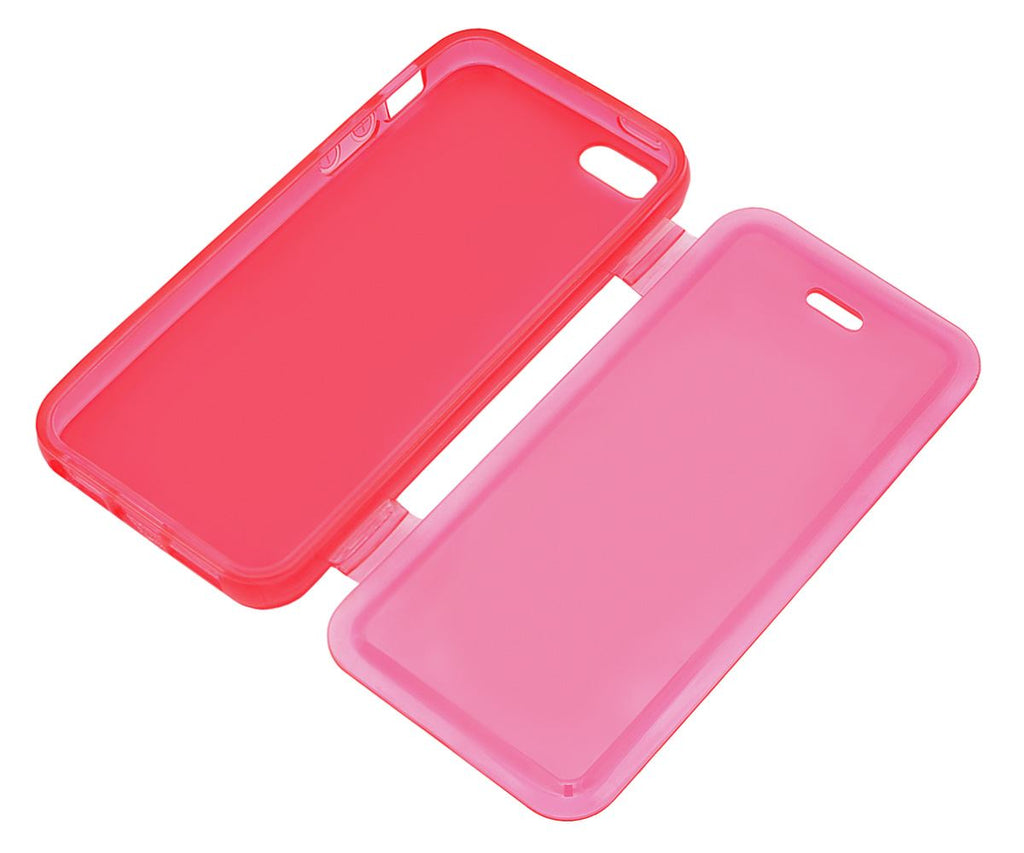 Xcessor Flip Open TPU Gel Hülle für Apple iPhone 5/5S - Rosa/Rot/Transparent
