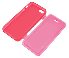 Xcessor Flip Open TPU Gel Hülle für Apple iPhone 5/5S - Rosa/Rot/Transparent
