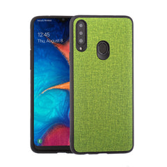 Lilware Canvas-Telefonhülle aus gummierter Kunststoffstruktur für Samsung Galaxy A20S. Grün