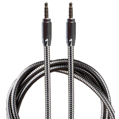 Lilware Metallic 35In (90 cm) Aux Audio Cable 3.5mm Jack Male to Male Cord For Multimedia Devices - Dark Grey