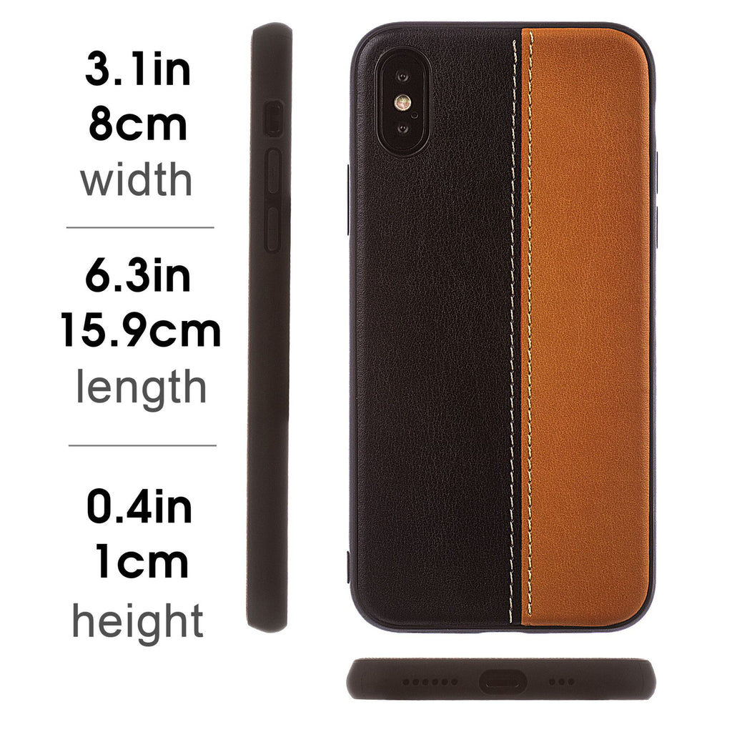 Lilware Bicolor PU Leather Phone Case for Apple iPhone XS Max. Brown / Black