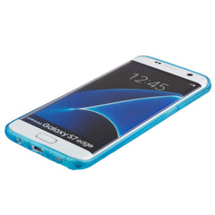 Xcessor Tetragon Bubbles Glossy Flexible TPU case for Samsung Galaxy S7 Edge SM-G935. Transparent / Blue
