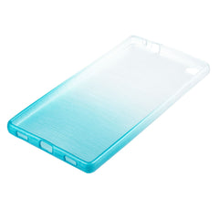 Xcessor Transition Color Flexible TPU-Hülle für Huawei P8. Mit Farbverlauf-Seidenfadenstruktur. Transparent / Hellblau