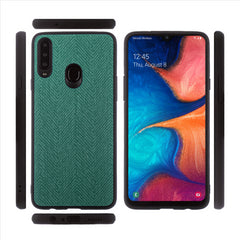 Lilware Canvas Z Handyhülle aus gummiertem Kunststoff mit Textur für Samsung Galaxy A20S. Grün