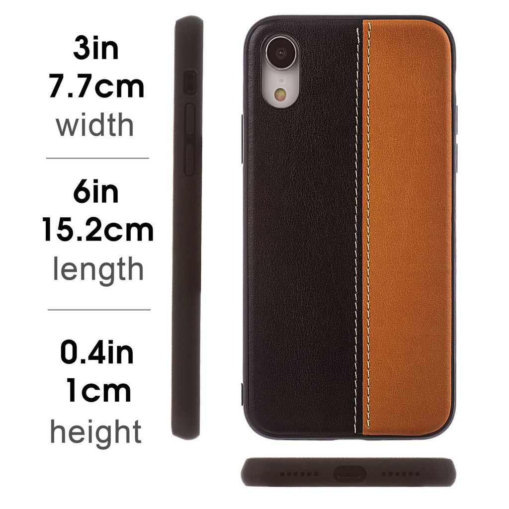 Lilware Bicolor PU Leather Phone Case for Apple iPhone XR. Brown / Black