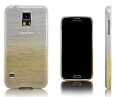 Xcessor Transition Color Flexible TPU Case for Samsung Galaxy S5 SM-G900. With Gradient Silk Thread Texture. Transparent / Gold