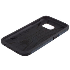Lilware Angular Armor Hard Plastic Case for Samsung Galaxy S7. Rugged Dual Layer Protective Cover. Black / Dark Blue