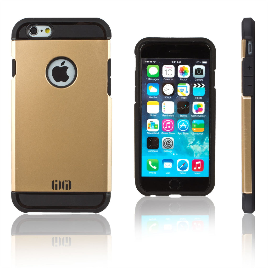 Lilware Angular Armor Hard Plastic Rugged Case Dual Layer Cover for Apple iPhone 6  6S. Gold / Black