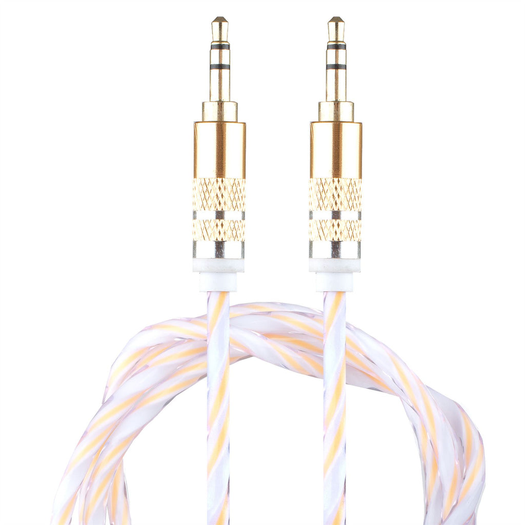 Lilware Braided Woven Fabric Transparent PVC Jacket 0.9M Aux Audio Cable 3.5mm Jack Male to Male Cord For Multimedia Devices - Gold