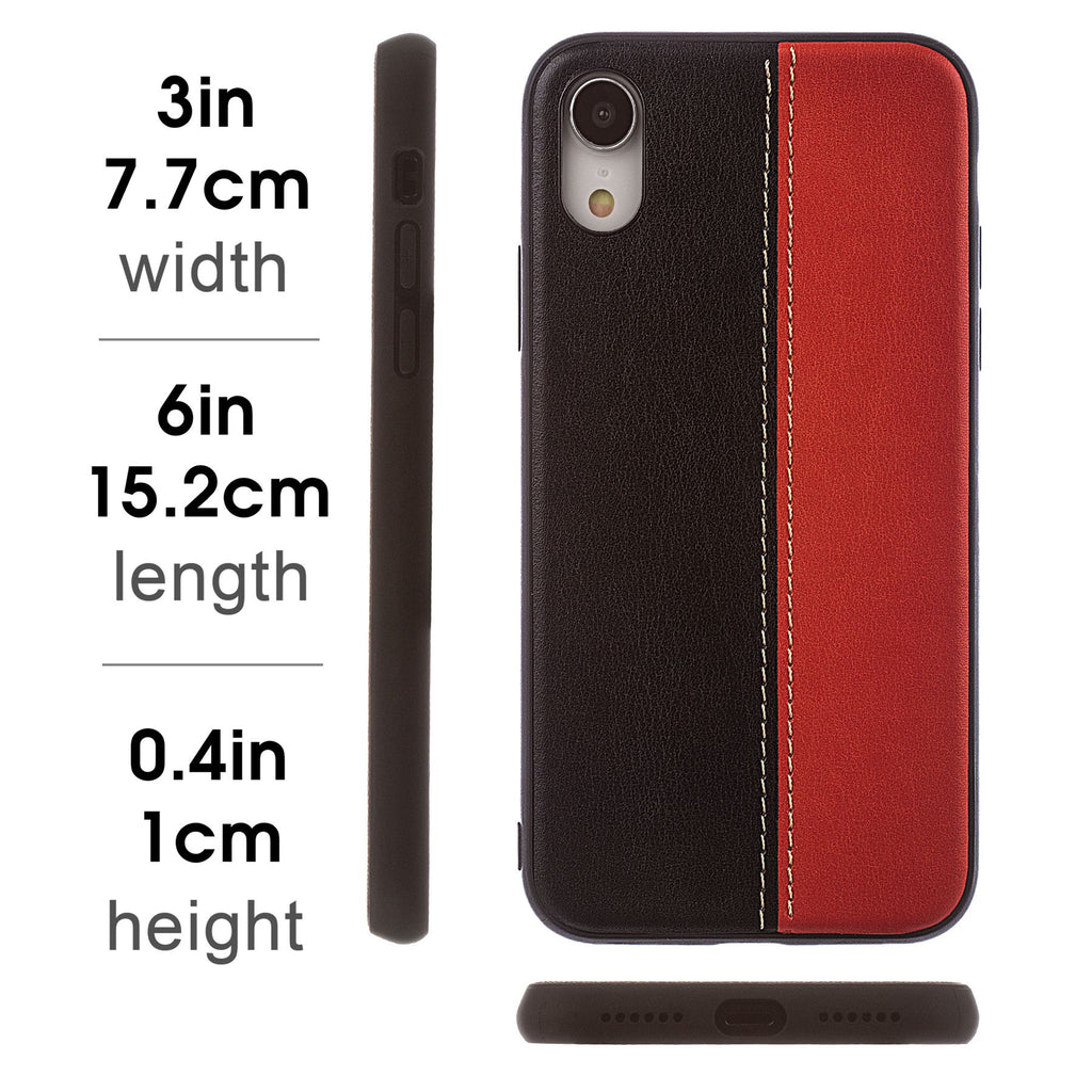 Lilware Bicolor PU Leather Phone Case for Apple iPhone XR. Red / Black