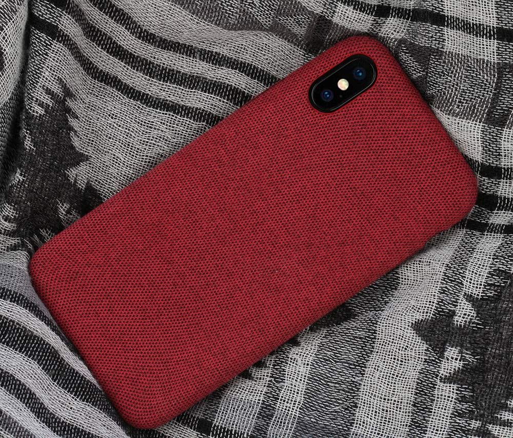 Lilware Schutzhülle für Apple iPhone X / iPhone XS, weicher Stoff, strukturierter Kunststoff, Beerenrot