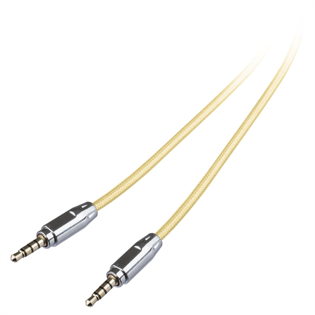 Lilware Braided Nylon Textile 35In (90 cm) Aux Audio Cable 3.5mm Jack Male to Male Cord For Multimedia Devices - Gold