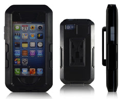 Lilware Universal-Fahrradlenkerhalterung für Apple iPhone 4 / 4S / 5 / 5S / 5C. Kompakte Klemmhalterung für das Fahrrad mit wasserdichtem Gehäuse und 360-Grad-Drehsystem. Schwarz
