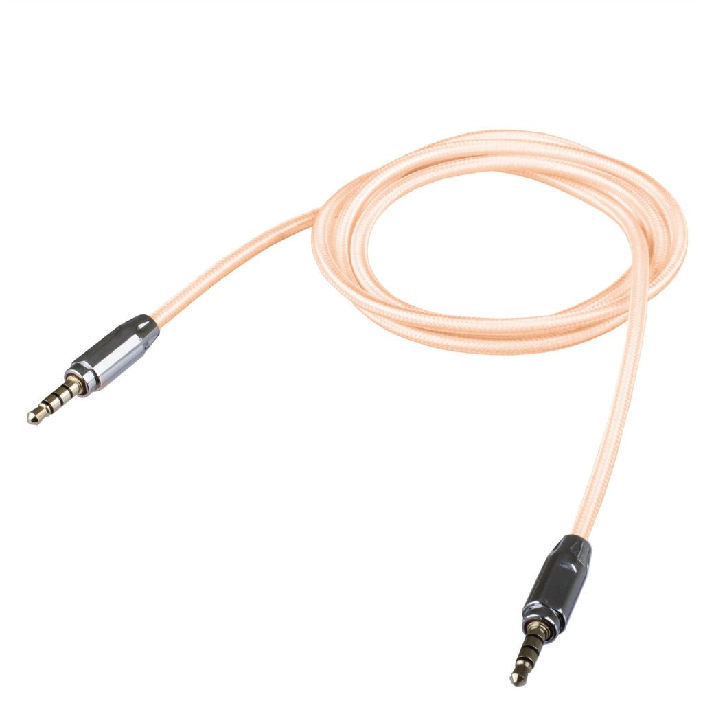 Lilware Braided Nylon Textile 35In (90 cm) Aux Audio Cable 3.5mm Jack Male to Male Cord For Multimedia Devices - Rose