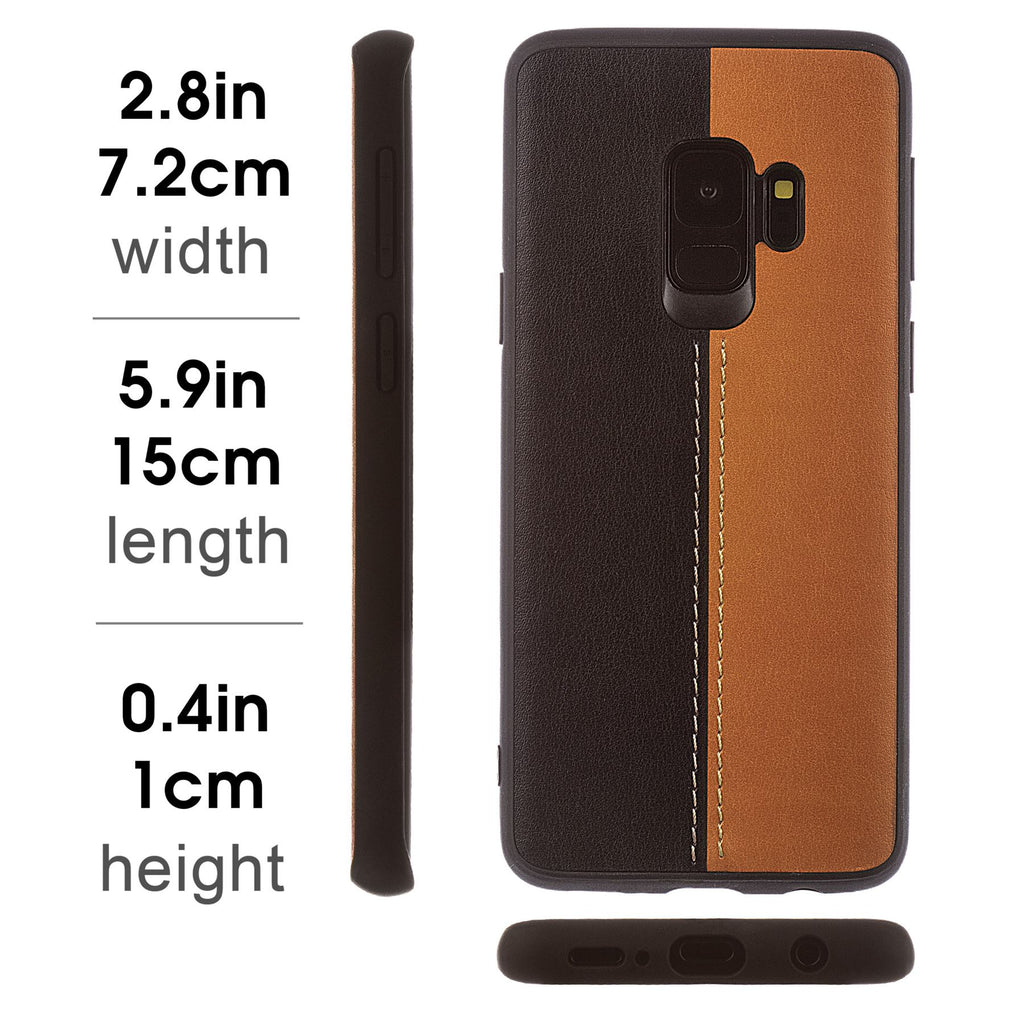 Lilware Bicolor PU Leather Phone Case for Samsung Galaxy S9. Brown / Black