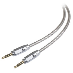 Lilware Metallic 35In (90 cm) Aux Audio Cable 3.5mm Jack Male to Male Cord For Multimedia Devices - Light Grey