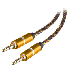 Lilware 3,5-mm-Audiokabel mit gummierter Spiralfeder, Stecker auf Stecker, für Multimedia-Geräte, Gold