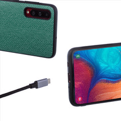 Lilware Canvas Z Handyhülle aus gummiertem Kunststoff mit Textur für Samsung Galaxy A70/A70S. Grün