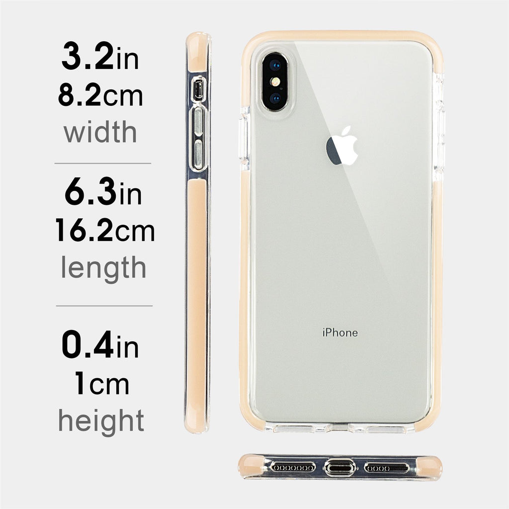 Xcessor Clear Hybrid TPU-Telefonhülle für Apple iPhone XS Max. Mit stoßdämpfender innerer Gummischicht an den Kanten. Klar / Pastell-Pfirsich