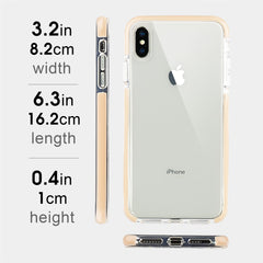 Xcessor Clear Hybrid TPU-Telefonhülle für Apple iPhone XS Max. Mit stoßdämpfender innerer Gummischicht an den Kanten. Klar / Pastell-Pfirsich