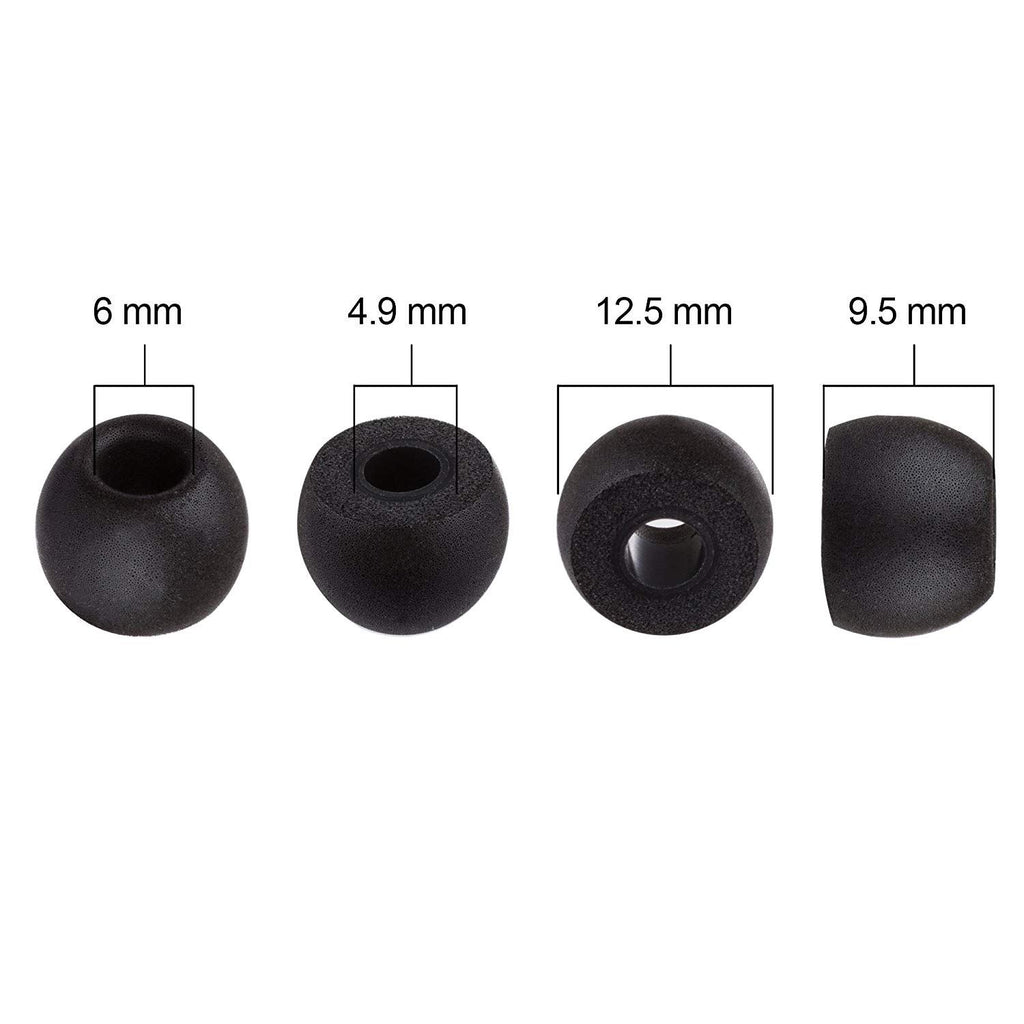 Xcessor Replacement Comfort Foam Earbuds 4 Pairs (Set of 8 Pieces) - Round FX-49 - Medium, Black