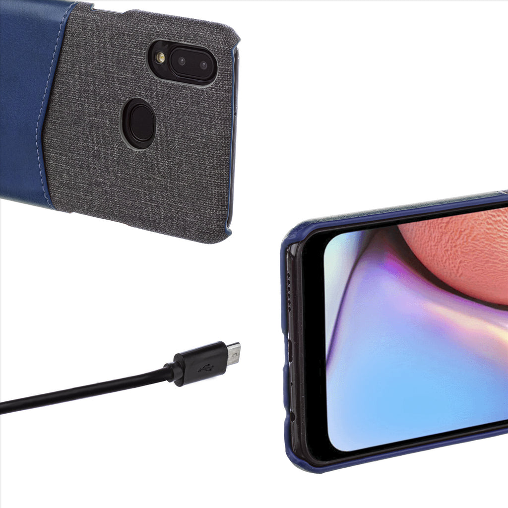 Lilware Card Wallet Kunststoff-Telefonhülle Kompatibel mit Samsung Galaxy A10S. Stofftextur und PU-Leder-Schutzhülle mit Ausweis-/Kreditkartenfach. Blau
